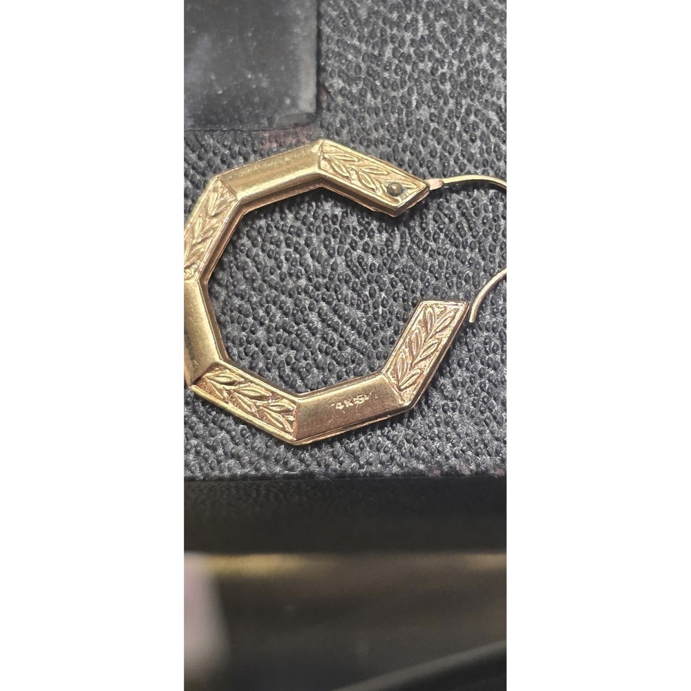 Solid 14k Gold Hoop Earrings Vintage Leaver Back Tested - Picture 6 of 15